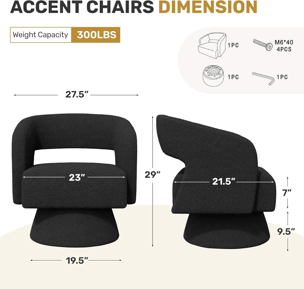 Black ThreeSixty 360 Swivel Armchair Premium Collection