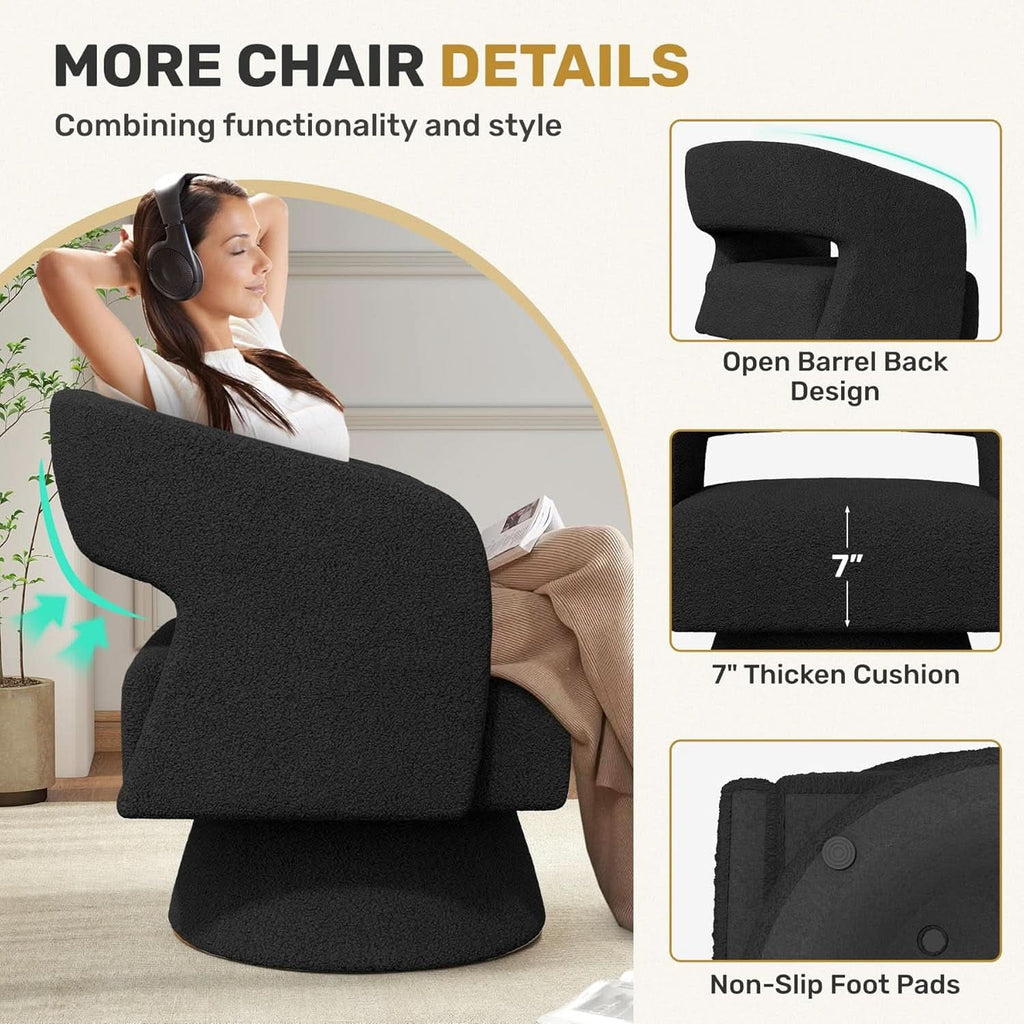 Black ThreeSixty 360 Swivel Armchair Premium Collection
