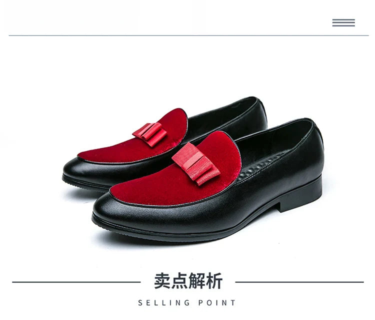 Fashion Wedding Shoes For Men Dress Casual Business Leather Shoes Male Classic Formal Bow Office Social Party Shoes Man Loafers