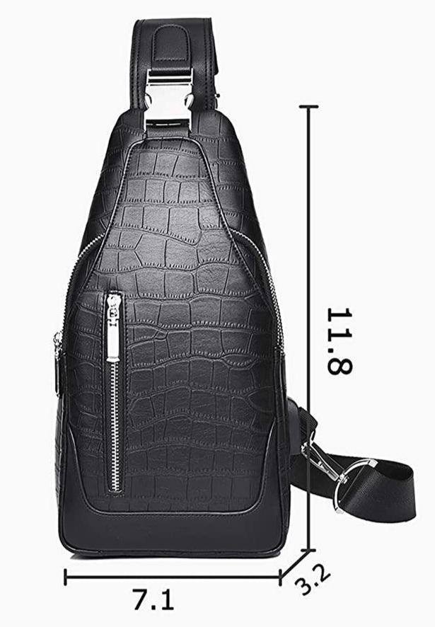 Men's Croc-Embossed Leather Sling Bag – Refined Business Carry