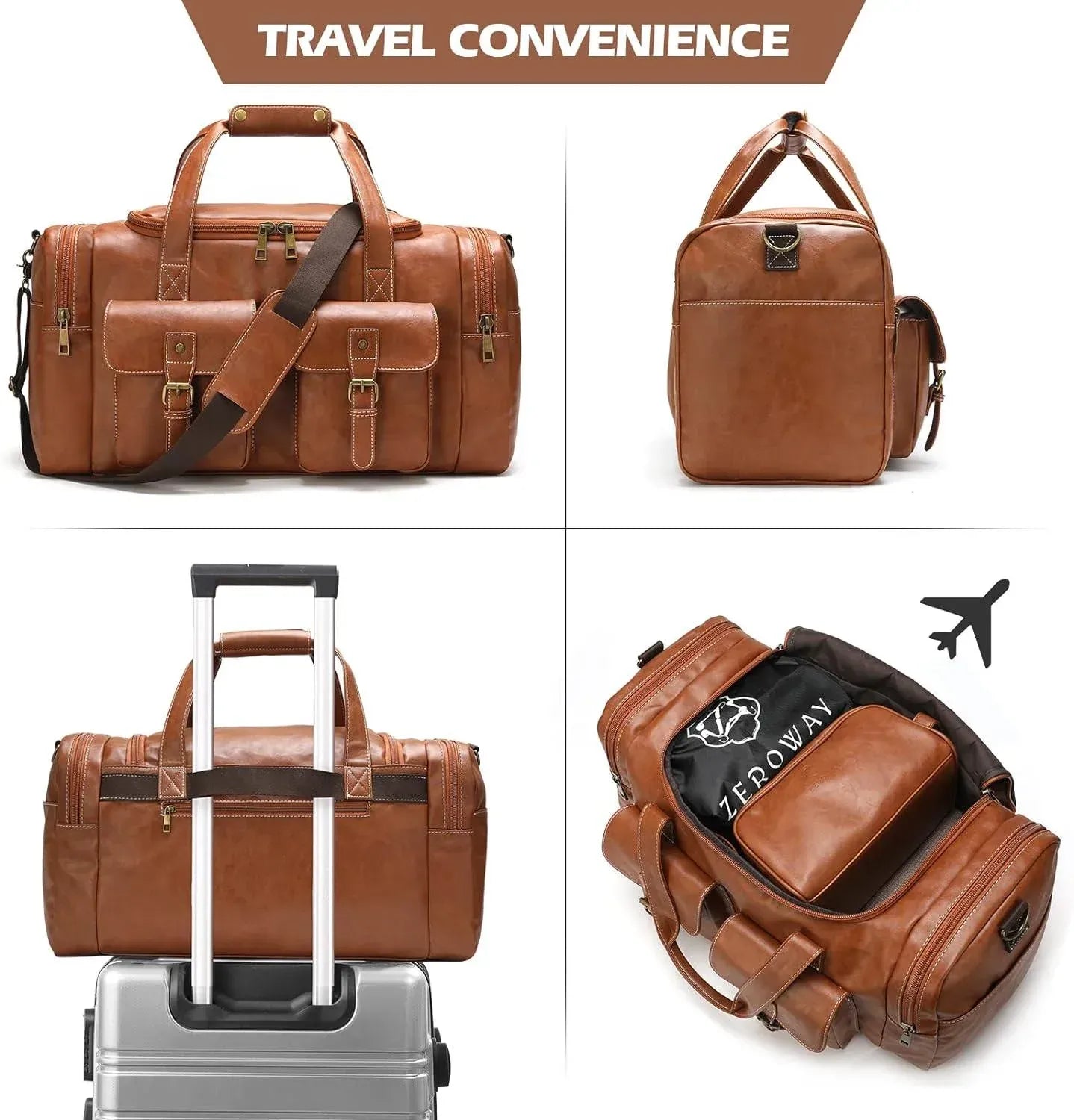 Men’s Leather Duffel Bag – With Toiletry Set