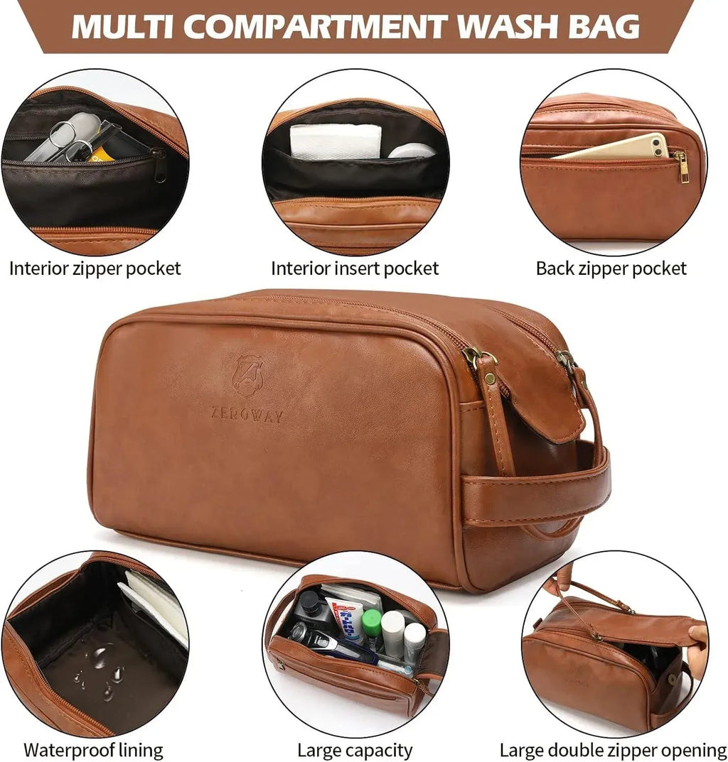 Men’s Leather Duffel Bag – With Toiletry Set